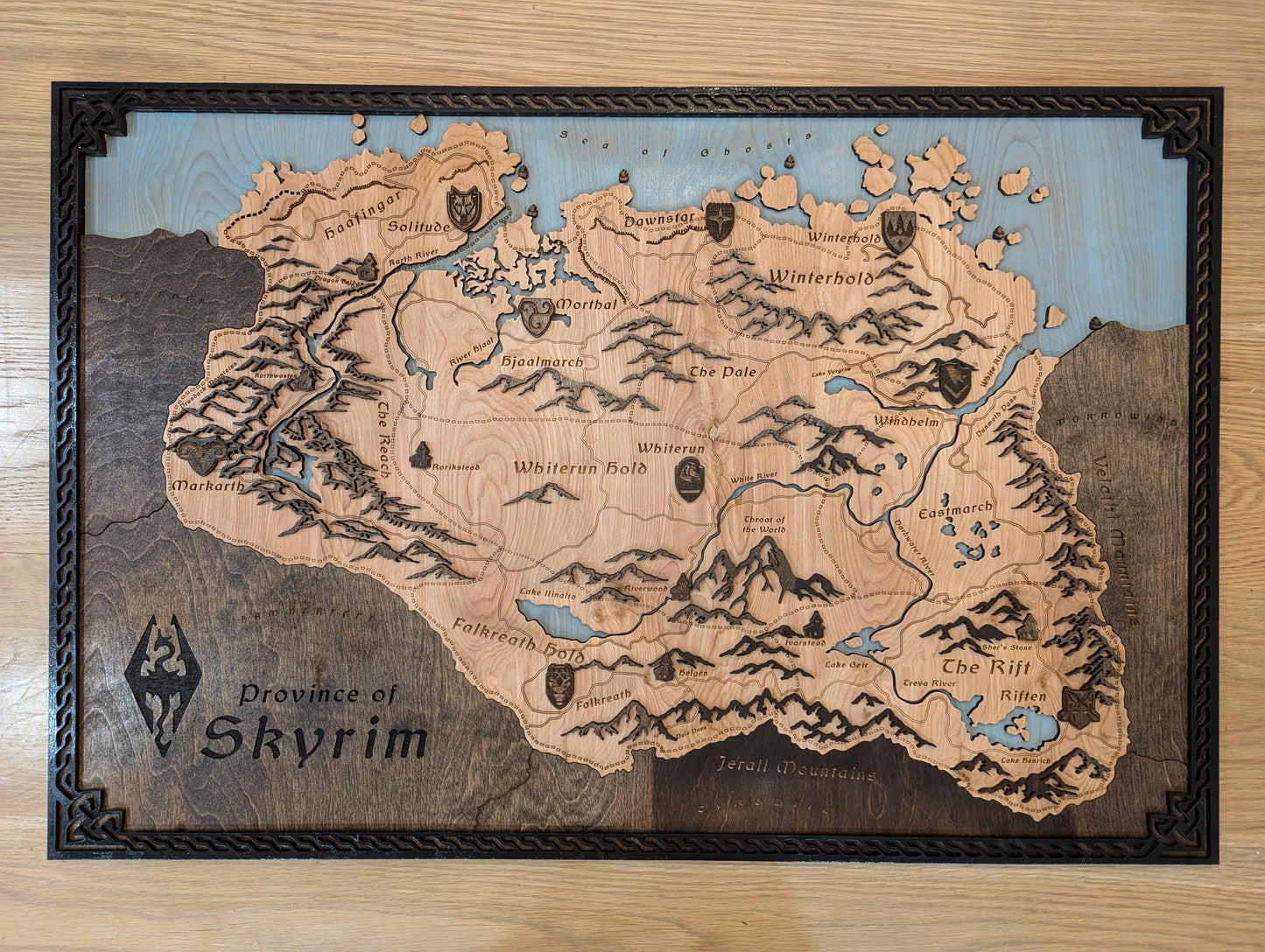 Map of Skyrim - 24"x36" laser cut wood map