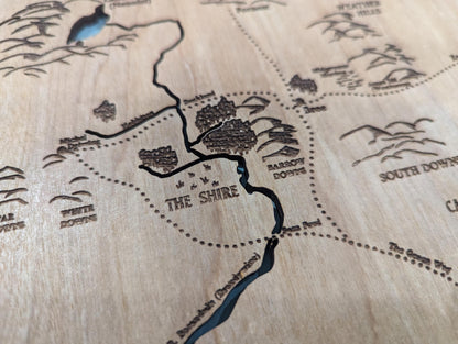 Map of Middle Earth - 24"x36" laser cut wood map