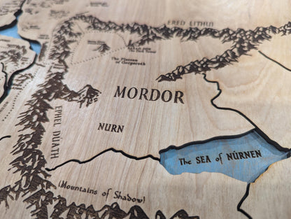 Map of Middle Earth - 24"x36" laser cut wood map
