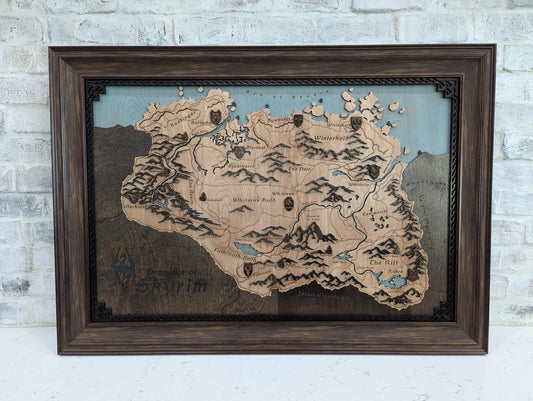 Map of Skyrim - 24"x36" laser cut wood map