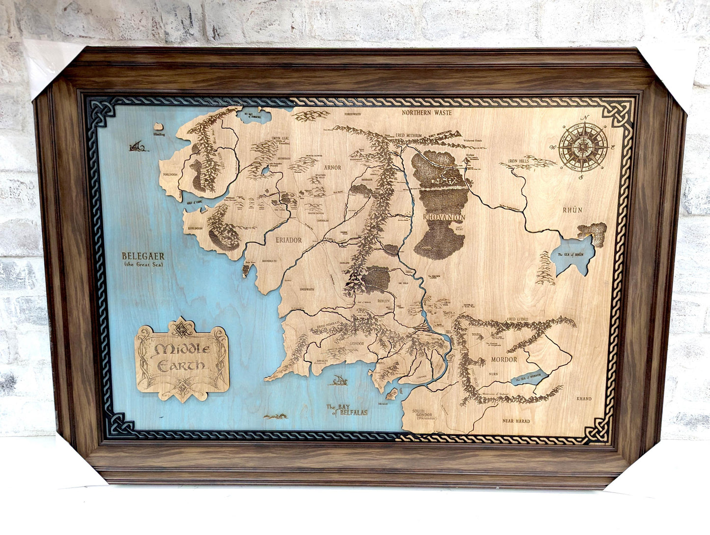 Map of Middle Earth - 24"x36" laser cut wood map