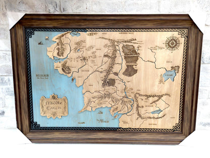 Map of Middle Earth - 24"x36" laser cut wood map