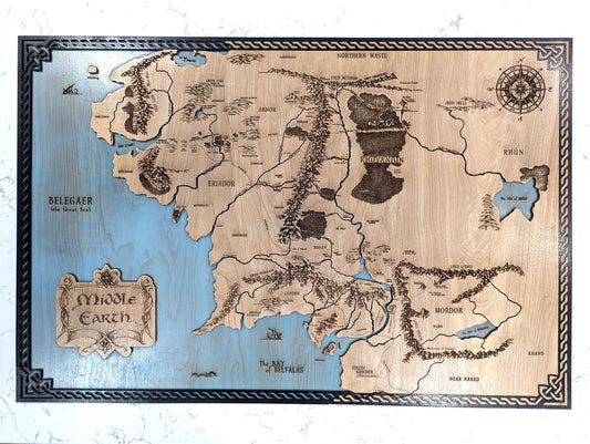 Middle Earth / Lord of the Rings file 3D, Laser Cut file, SVG, EPS, PDF, Multilayered, File for Laser Cutter, Vector file, Digital, 24x36 in